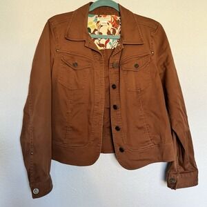 Tommy Bahama Stretch Jacket L Brown Embroidered Western Boho‎ Floral Lined
